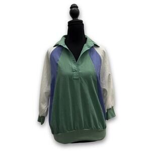 Vintage 80's Half Sleeve Collared Blouse | Women's Medium | Cortiva